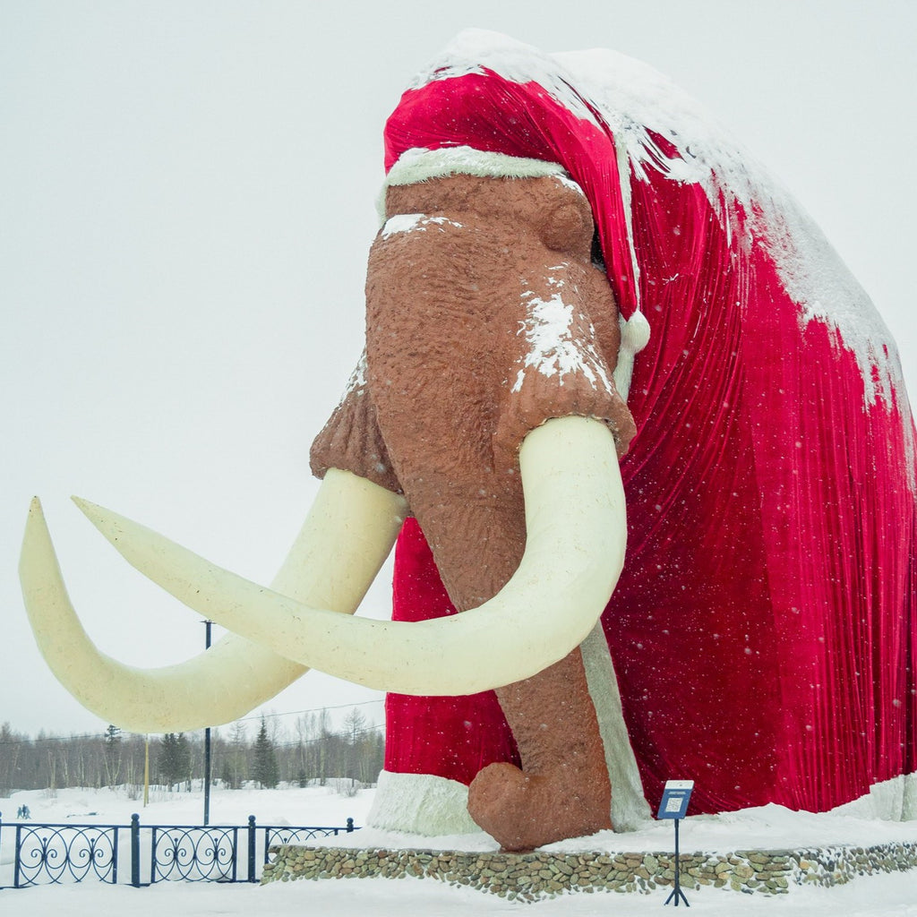 Siberian Mammoth Statue Gets a Christmas Makeover