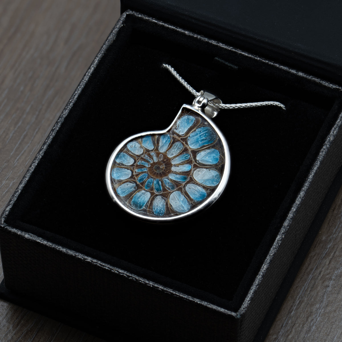 Blue Ice Ammonite Necklace