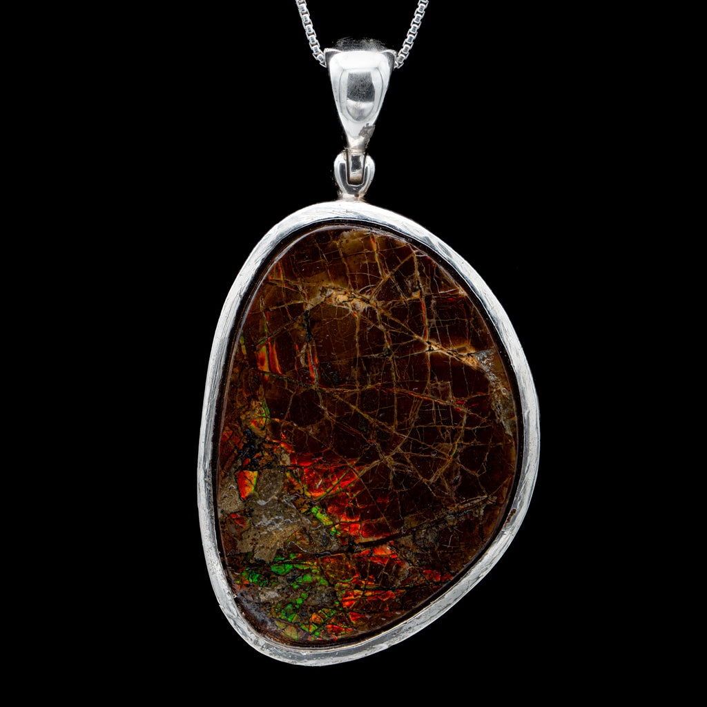 Ammolite Gemstone Pendant Necklace - 1.47"