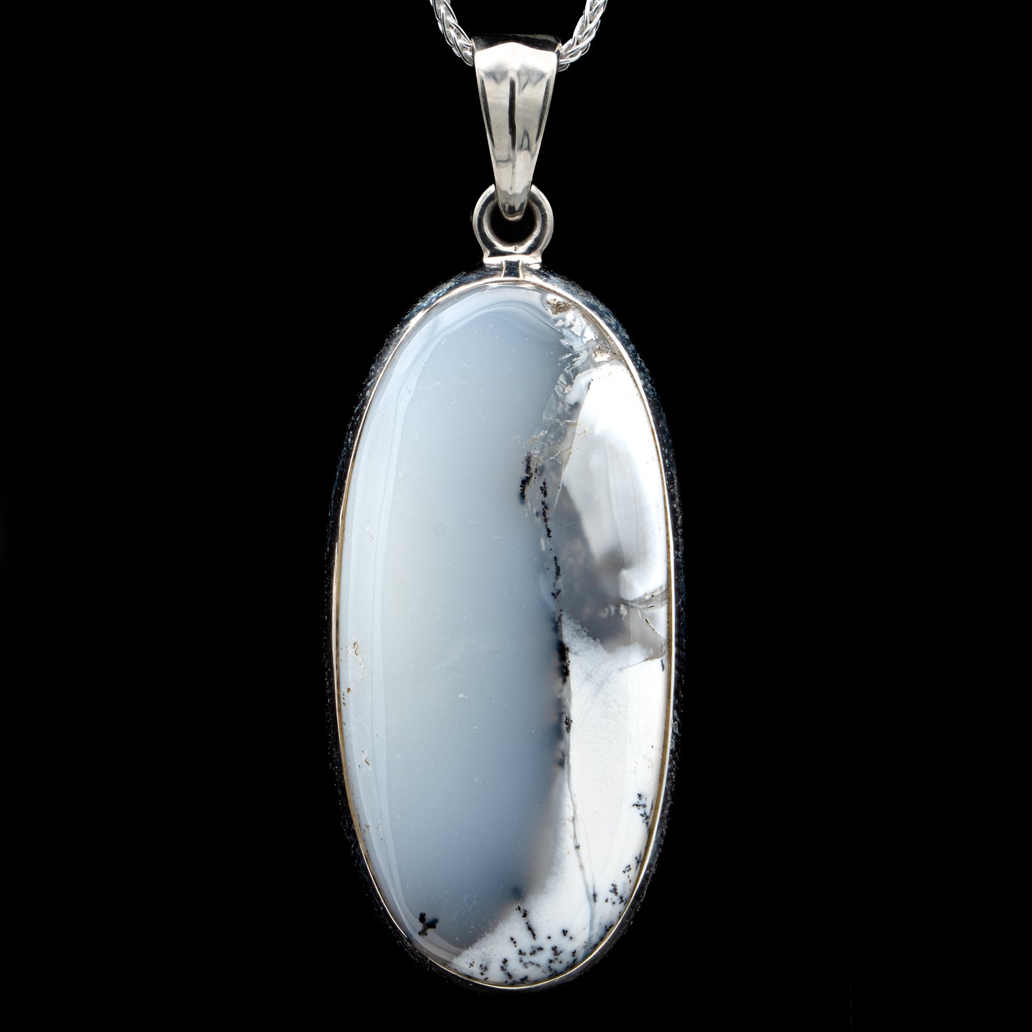 Dendritic Agate Necklace, Sterling silver, outlets Agate Necklace, Fossil Dendrite Pendant