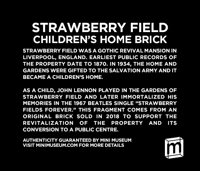 Beatles Brick Fragment Strawberry Field Brick Collectible Specimen,  Includes Display Case - Mini Museum