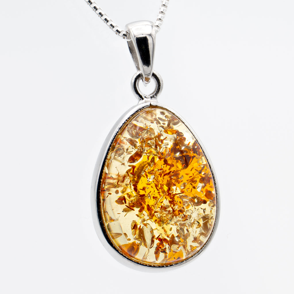 Baltic Amber Necklace - Silver Setting - P