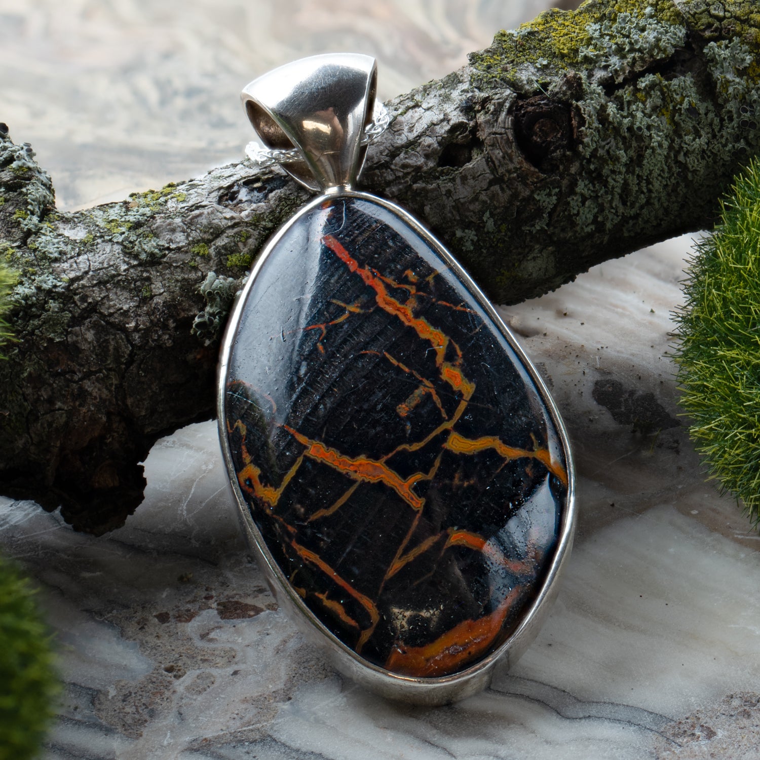 Agatized Wood Pendant 1.54