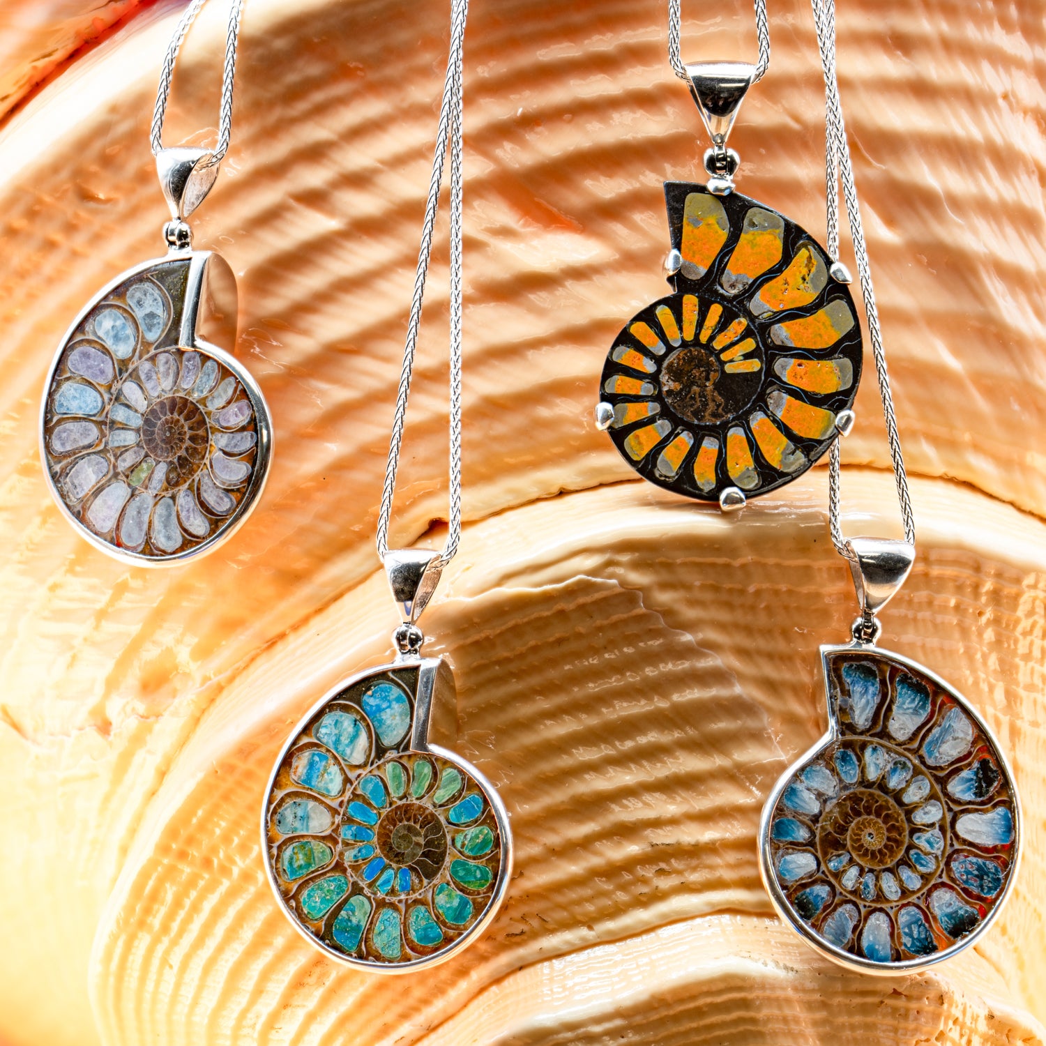 Ammonite Inlay Pendants