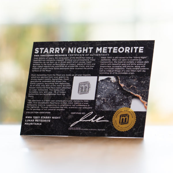 Starry Night Lunar Meteorite NWA 13951 - Display Card