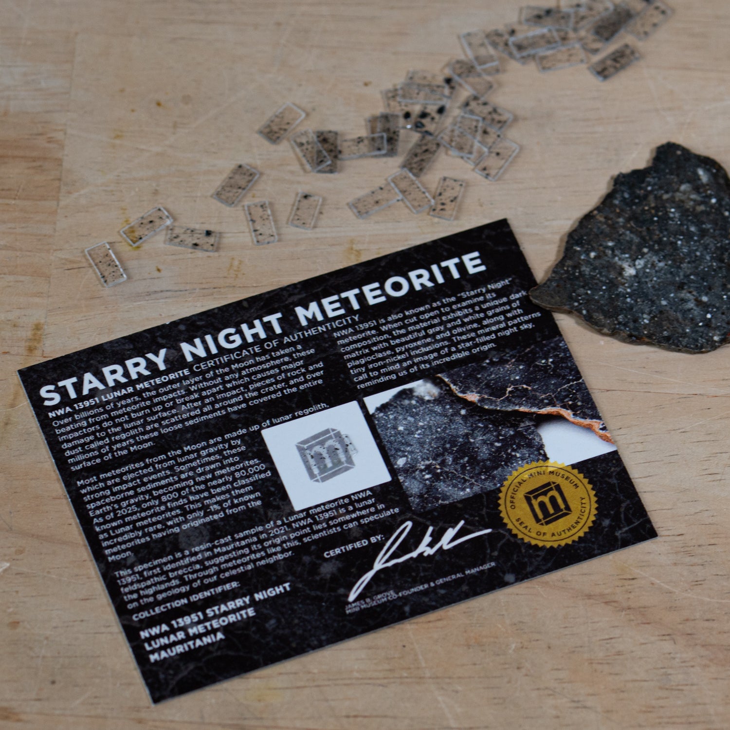 Starry Night Lunar Meteorite NWA 13951 - Display Card