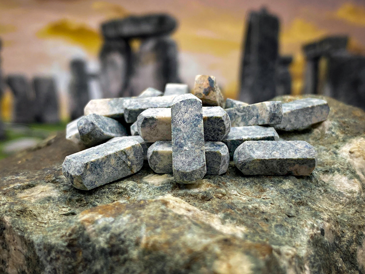 Set of seven Preseli Bluestone small blocks - Stonehenge stone - made newest by hand in Wales