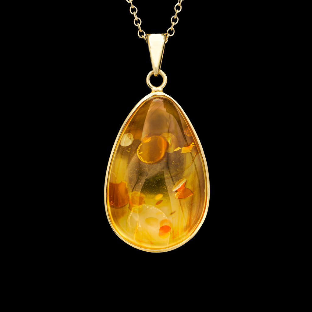 Oval Cognac Amber Pendant Necklace in Sterling Silver | Ross-Simons