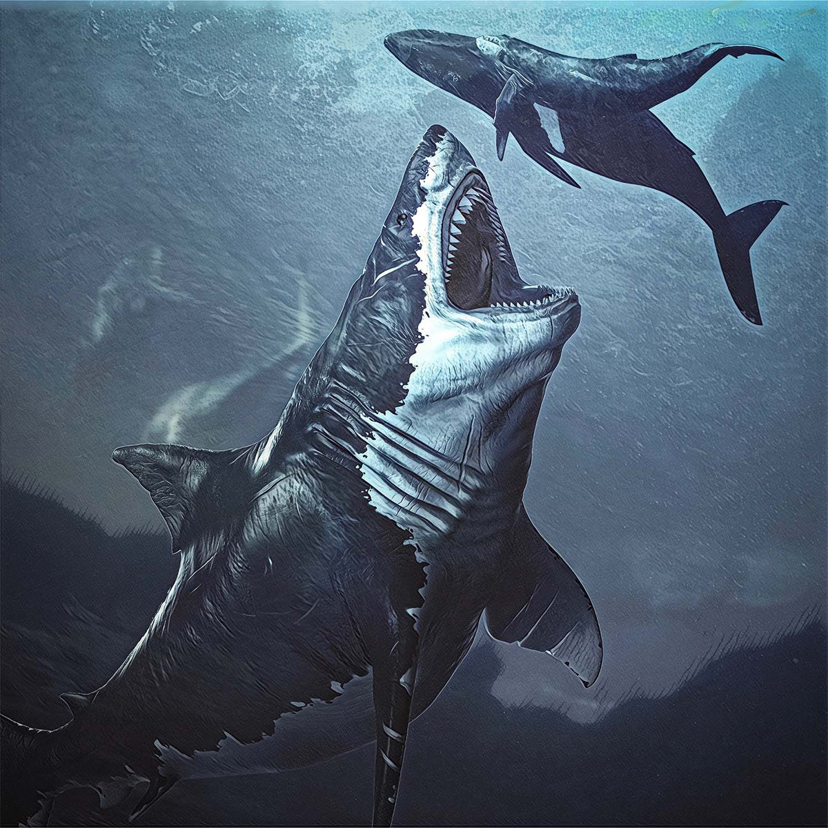 Illustration Of A Megalodon Shark, Prehistoric Sea, 51% OFF